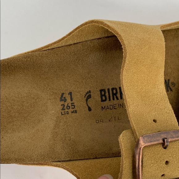 Birkenstock Arizona sandal slide taupe Latte suede strap soft footbed new 41 10 - Picture 6 of 8